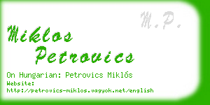 miklos petrovics business card